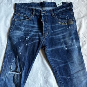Dark blue ripped Dsquered2 jeans